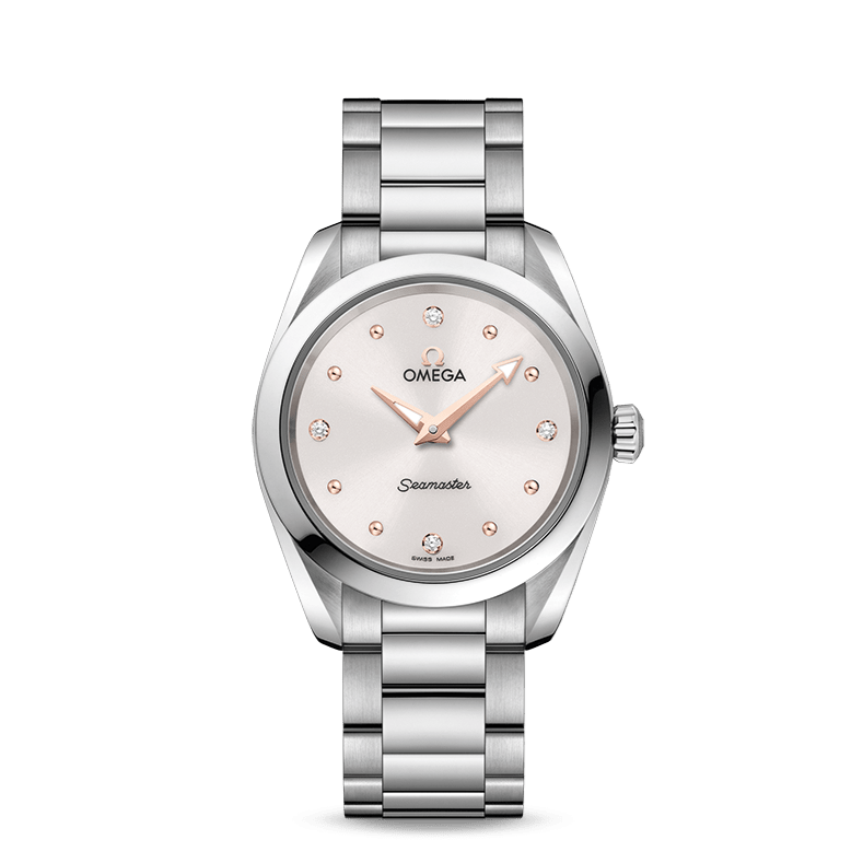 Omega Seamaster Aqua Terra Quartz Diamond Silver Dial Silver Steel Strap Watch for Women - 220.10.28.60.54.001