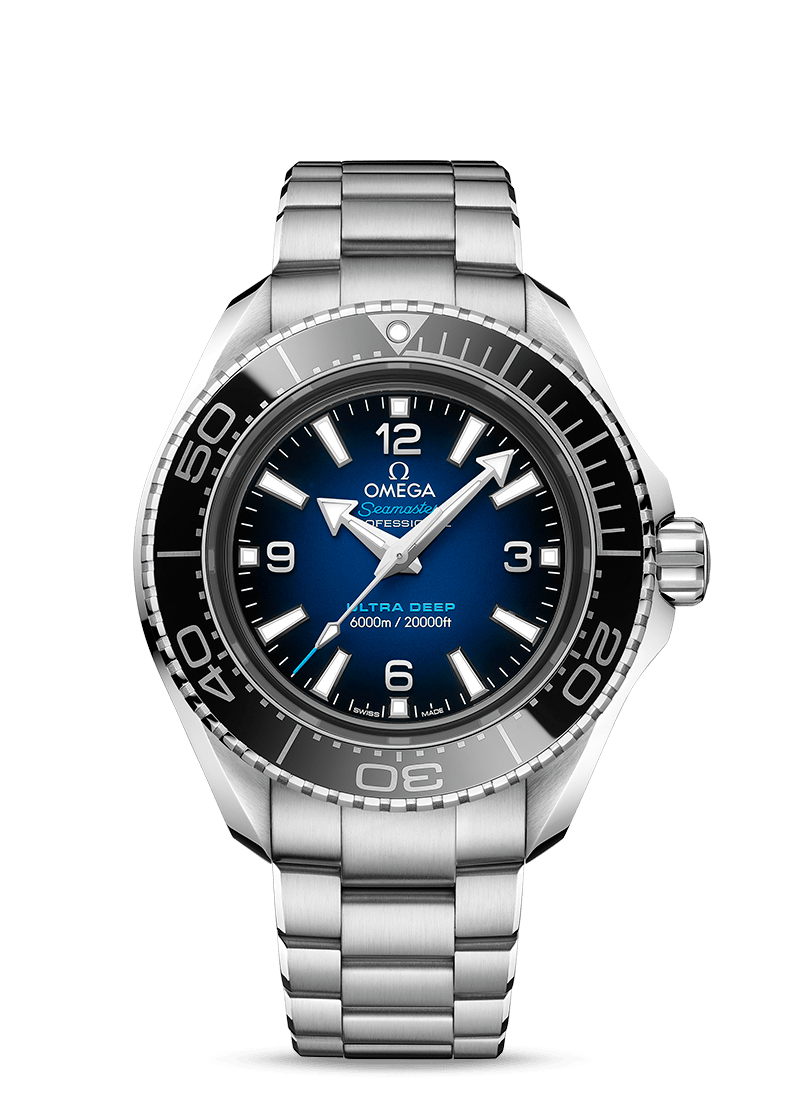 Omega Seamaster Planet Ocean 6000M Co Axial Master Chronometer Blue Dial Silver Steel Strap Watch for Men - 21530462103001