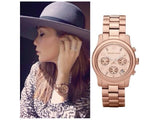 Michael Kors Runway Rose Gold Dial Rose Gold Steel Strap Watch for Women - MK5128