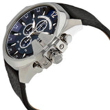 Diesel Mega Chief Chronograph Blue Dial Black Leather Strap Watch For Men - DZ4423