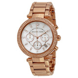 Michael Kors Parker White Dial with Diamonds Rose Gold Steel Strap Watch for Women - MK5491