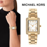 Michael Kors Emery Three-Hand Crystals Silver Dial Gold Steel Strap Watch for Women - MK4640