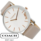 Coach Perry Silver Dial Light Brown Leather Strap Watch for Women - 14503119