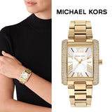 Michael Kors Emery Three-Hand Crystals Silver Dial Gold Steel Strap Watch for Women - MK4643