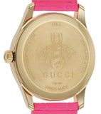 Gucci G Timeless Quartz Pink Dial Pink Leather Strap Watch For Women - YA1264115