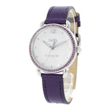 Coach Delancey White Dial Purple Leather Strap Watch for Women - 14502886