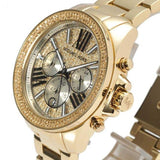 Michael Kors Wren Chronograph Crystal Pave Gold Dial Gold Steel Strap Watch for Women - MK6095