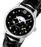 Gucci G-Timeless Moonphase Black Dial Black Leather Strap Watch For Men - YA126327