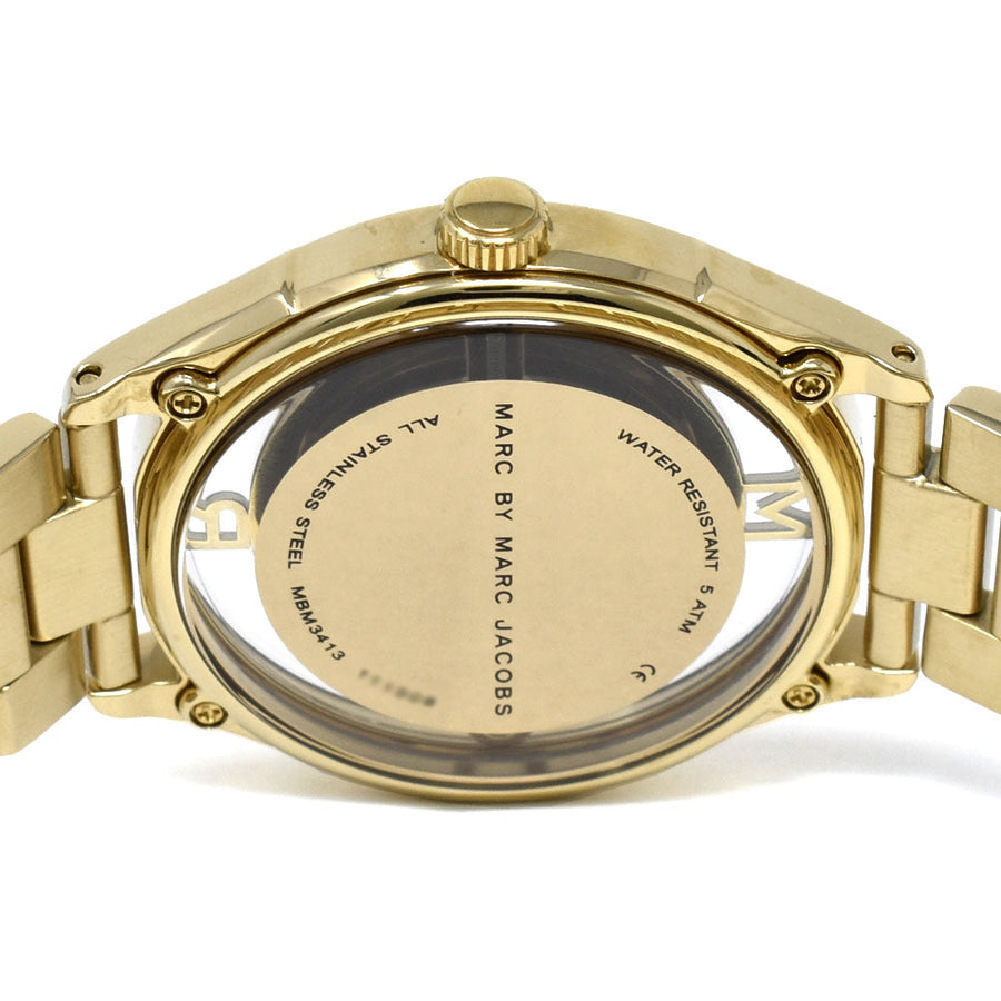 Marc Jacobs Marc Tether Transparent Gold Dial Gold Steel Strap Watch for Women - MBM3413