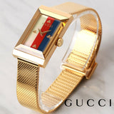 Gucci G-Frame Mother of Pearl Dial Yellow Gold Mesh Bracelet Watch For Women - YA147410