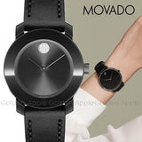 Movado Bold Black Dial Black Leather Strap Watch for Women - 3600483