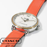 Coach Delancey White Dial Orange Leather Strap Watch for Women - 14502880