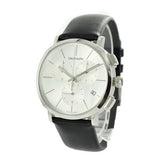 Calvin Klein Posh Silver Dial Black Leather Strap Watch for Men - K8Q371C6