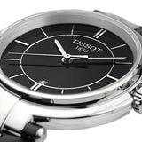 Tissot T Lady Flamingo Black Dial Black Leather Strap Watch For Women - T094.210.16.051.00