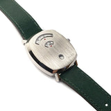 Gucci Grip Silver Dial Green Leather Strap Unisex Watch - YA157412