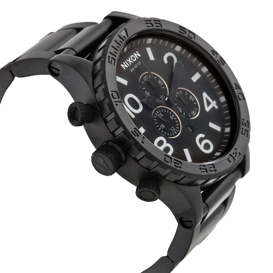 Nixon 51-30 Chrono Black Dial Black Steel Strap Watch for Men - A083-001