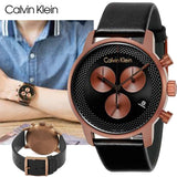 Calvin Klein City Chronograph Black Dial Black Leather Strap Watch for Men - K2G17TC1