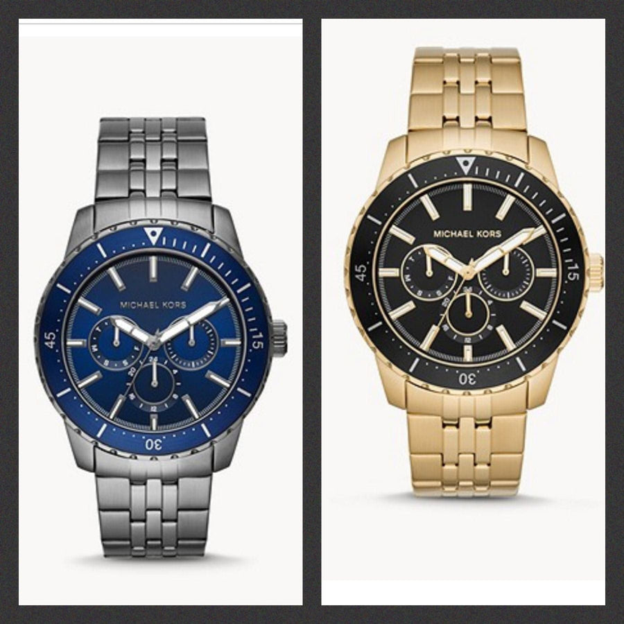 Michael Kors Cunningham Multifunction Black Dial Gold Steel Strap Watch For Men - MK7154