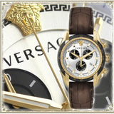 Versace V-Ray Chronograph Quartz White Dial Brown Leather Strap Watch For Men - VE2I00221