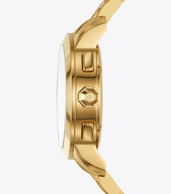 Tory Burch Classic Chronograph White Dial Gold Steel Strap Watch for Women - TBW1032