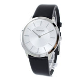 Calvin Klein Minimalist White Dial Black Leather Strap Watch for Men - K3M211C6