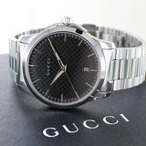 Gucci G Timeless Black Dial Silver Steel Strap Unisex Watch - YA126457