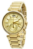 Michael Kors Sawyer White Dial Gold Steel Strap Watch for Women - MK6362