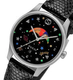 Gucci G-Timeless Moonphase Black Dial Black Leather Strap Watch For Men - YA1264045