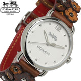 Coach Delancey White Dial Floral Brown Leather Strap Watch for Women - 14502761