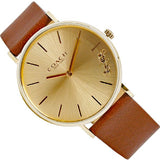 Coach Perry Gold Dial Brown Leather Strap Watch for Women - 14503331