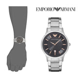 Emporio Armani Renato Quartz Black Dial Silver Steel Strap Watch For Men - AR11179