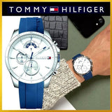 Tommy Hilfiger Decker Quartz White Dial Blue Rubber Strap Watch for Men - 1791349