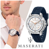 Maserati Successo Chronograph White Dial Blue Rubber Strap Watch For Men - R8871621013