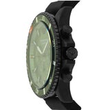 Emporio Armani Diver Chronograph Quartz Green Dial Black Silicon Strap Watch For Men - AR11463