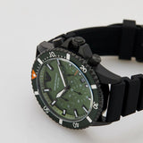 Emporio Armani Diver Chronograph Quartz Green Dial Black Silicon Strap Watch For Men - AR11463