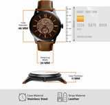 Fossil Townsman Automatic Black Dial Brown Leather Strap Watch for Men - ME3155