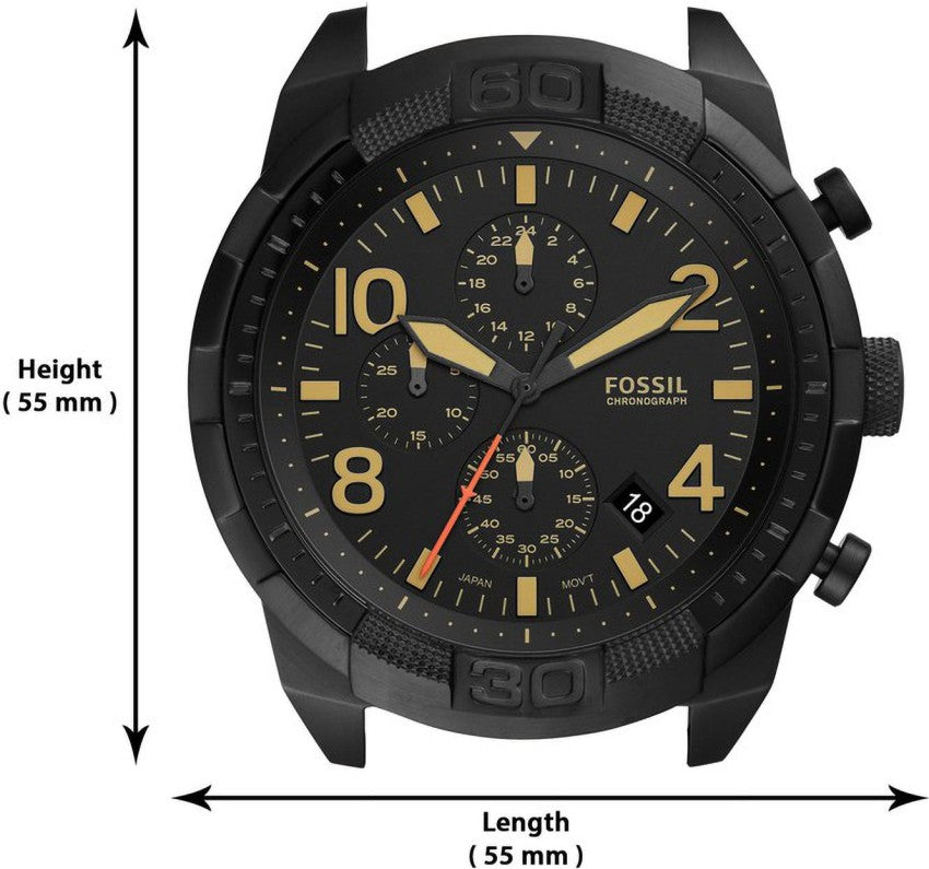 Fossil Bronson Black Dial Brown Leather Strap Watch for Men - FS5714