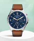 Fossil Forrester Chronograph Blue Dial Brown Leather Strap Watch for Men -  S5607