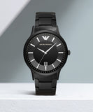 Emporio Armani Renato Quartz Black Dial Black Steel Strap Watch For Men - AR11079