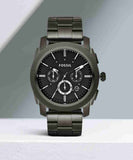 Fossil Machine Chronograph Black Dial Grey Steel Strap Watch for Men - FS4662