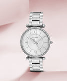 Fossil Carlie Silver Dial Silver Steel Strap Watch for Women - ES4341