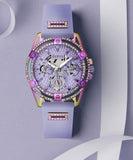 Guess Queen Quartz Purple Dial Purple Silicone Strap Watch For Women - GW0536L4