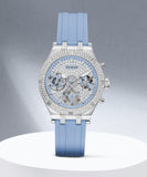 Guess Heiress Diamonds Blue Dial Blue Rubber Strap Watch for Women - GW0407L1