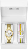 Guess Exclusive Multi Color White Dial Gold Steel Strap Watch for Women - GW0457L1