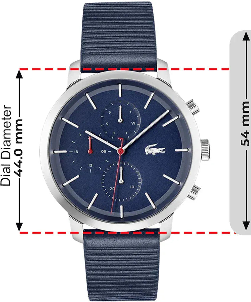 Lacoste Replay Chronograph Blue Dial Blue Leather Strap Watch for Men - 2011176