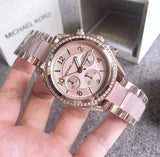 Michael Kors Blair Rose Gold Dial Two Tone Steel Strap Watch for Women - MK6175