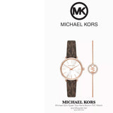 Michael Kors Pyper Quartz Silver Dial Brown Leather Strap Watch for Women - MK1036