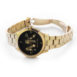 Michael Kors Runway Quartz Black Dial Gold Steel Strap Watch For Women - MK6682