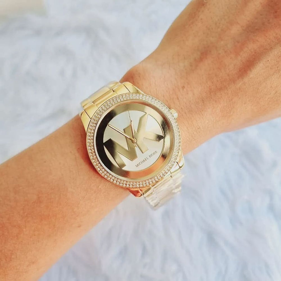 Michael Kors Tibby Three Hand Gold Dial Gold Steel Strap Watch For Women - MK6879
