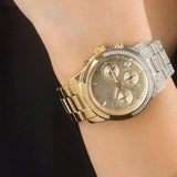 Michael Kors Runway Chronograph Gold Dial Two Tone Steel Strap Watch For Women - MK7329